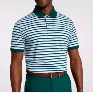 Walter Hagen Green and White Striped Polo Golf Shirt Size Large NWOT